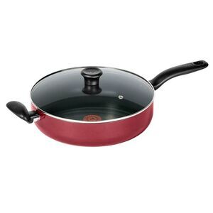 T-Fal -  Simply Cook 5qt Nonstick Saute Pan with Lid  Red